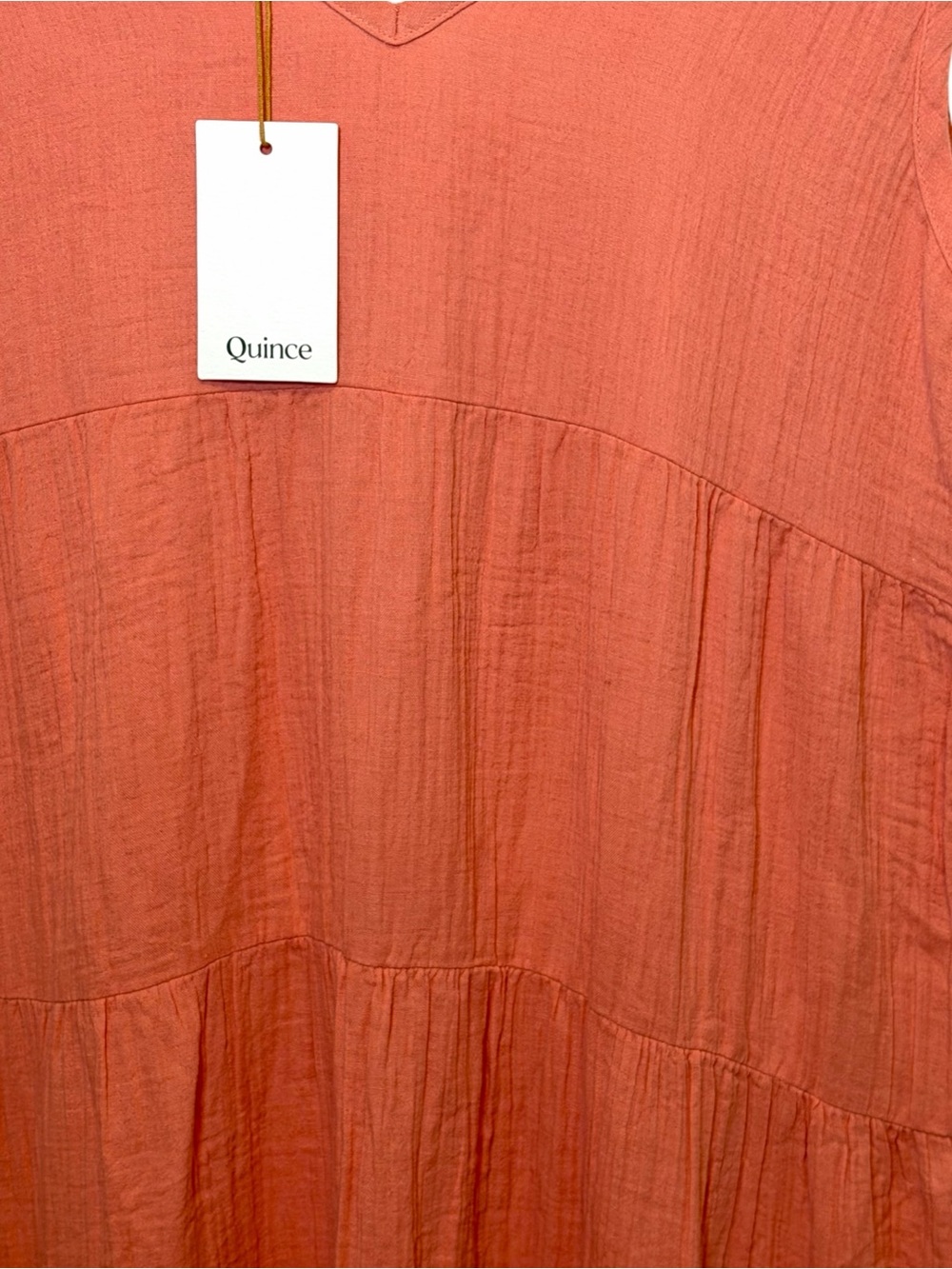 NWT Quince 100% Organic Cotton Gauze Tiered Maxi Dress in Coral Blush Size L - Picture 7 of 10